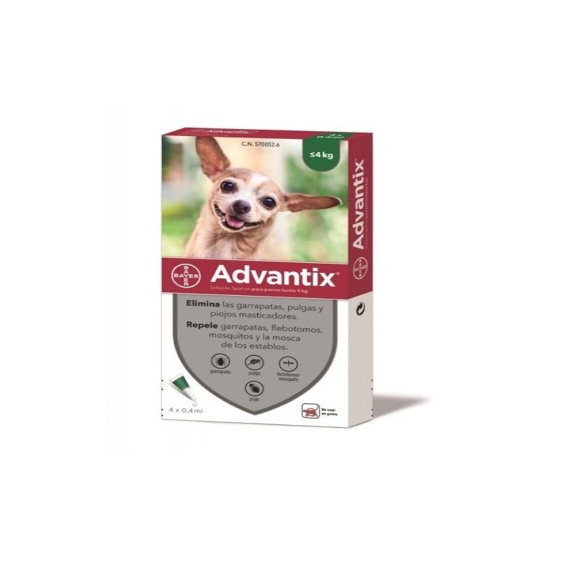 Pipetas ADVANTIX para perros de -4 kg