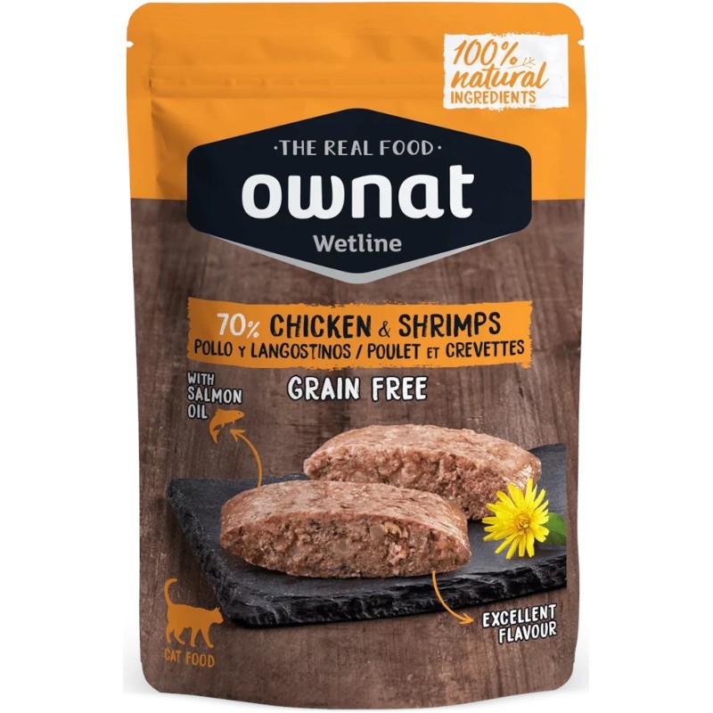 Ownat Wetline Grain Free Chicken & Shrimps para gatos