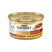 Purina Gourmet Gold Bocaditos en Salsa Salmón y Pollo Gatos