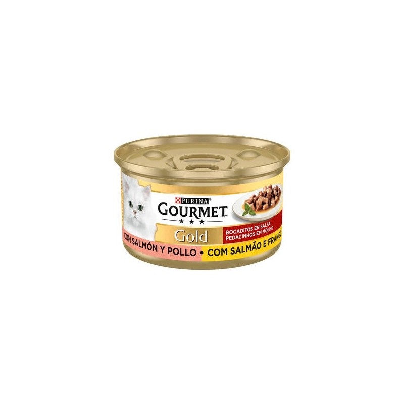 Purina Gourmet Gold Bocaditos en Salsa Salmón y Pollo Gatos