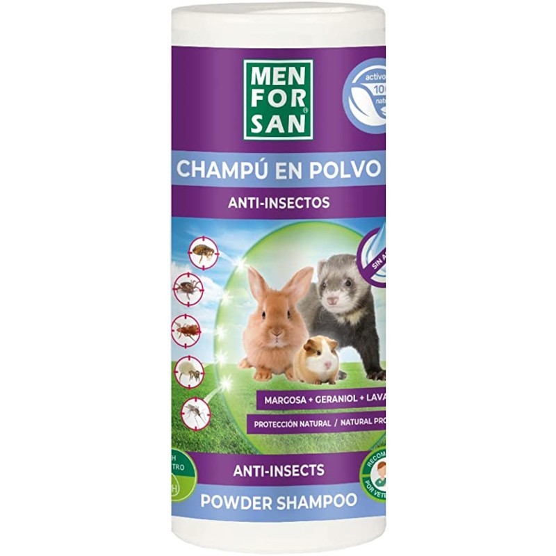 Champú en polvo anti-insectos roedores, conejos y hurones