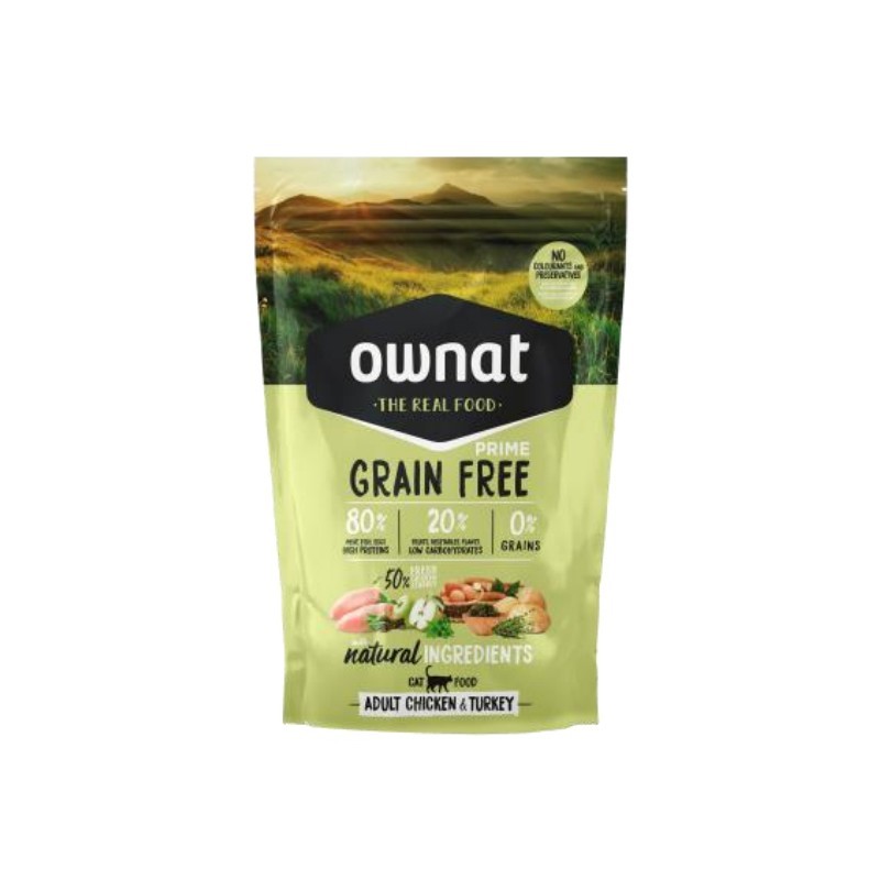 Ownat Grain Free Prime Adult Chicken & Turkey Gatos 400 gramos