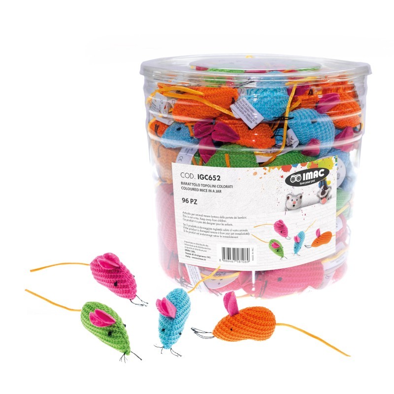 Tarro con ratoncitos de tela - 96 unidades