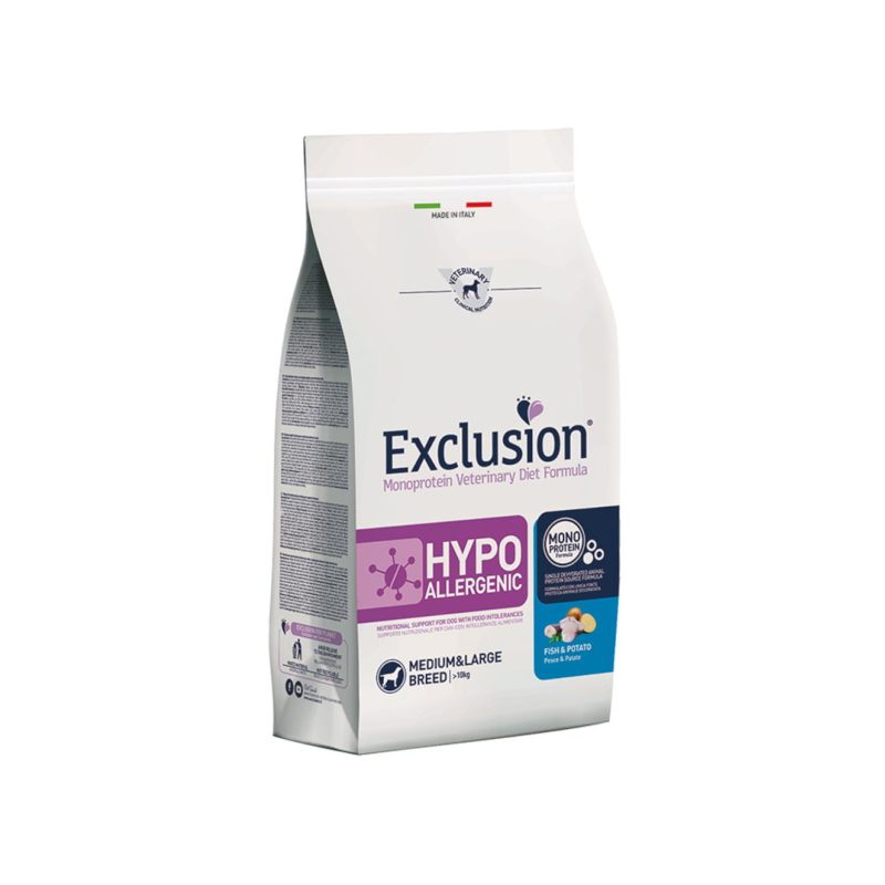 Exclusion Dog Hypoallergenic Fish & Potato medium 12 Kg pienso seco