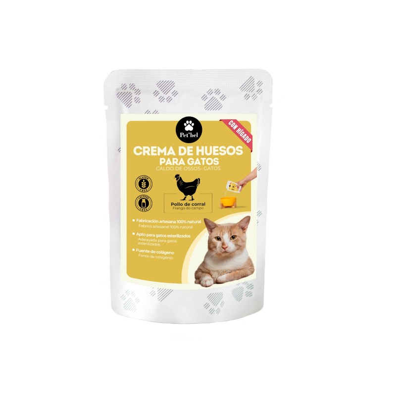 Crema de huesos con hígado de pollo ecológico para gatos 100 ml