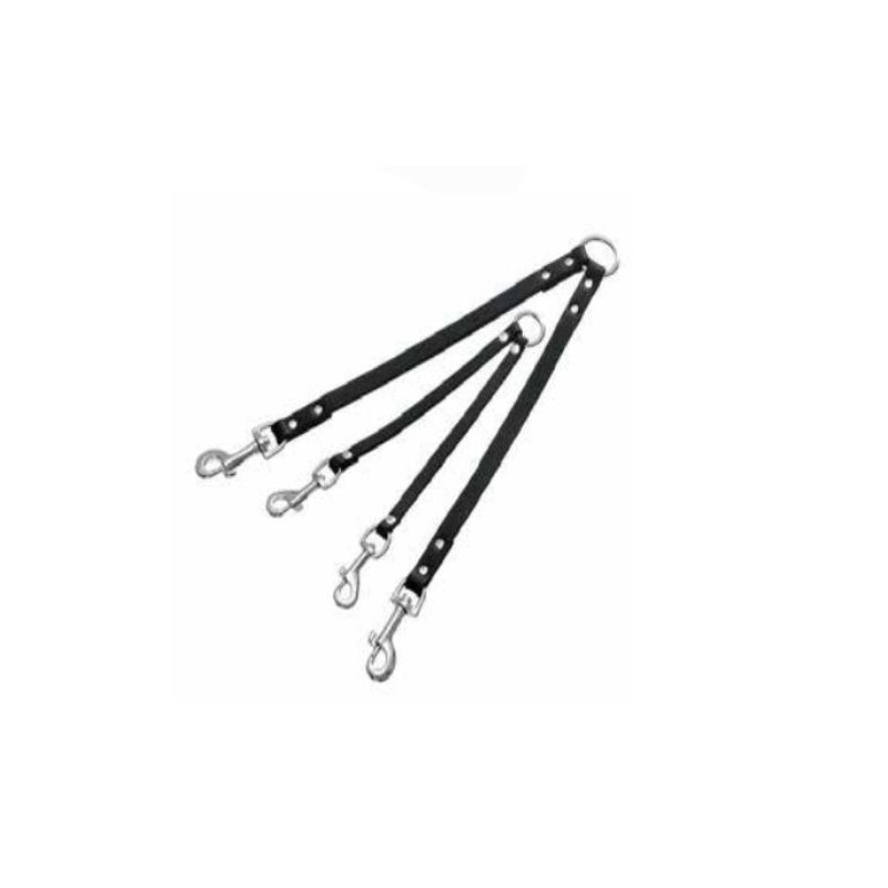 Conector doble de cuero para paseo mascotas